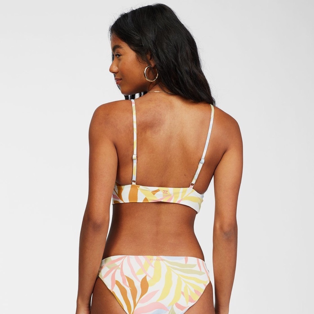 Billabong Pastel Leaf Print Bikini Top - White, Pink, Yellow, Blue, Tan - Picture 6 of 6